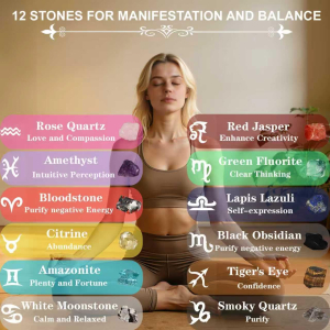 12 Raw Crystals and Healing Stones DIY Necklace Kit for Meditation and Chakra
