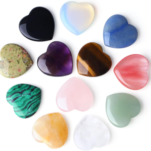 Crystal Heart Set of 12 Mini Healing Stones for Reiki, Meditation, and Spiritual Gifting