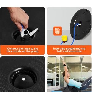 VEVOR Half Exercise Ball Trainer, 23/26 inch Balance Ball Trainer, 1500lbs Capacity Stability Ball, Yoga Ball with Resistance Bands & Foot Pump, Strength Fitness Ball for Home Gym Full Body Workout Black