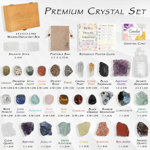 30 PCS Crystals and Stones Set for Healing and Meditation