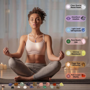 17 Pcs Healing Crystals and Chakra Stones Set with Necklace for Meditation and Energy