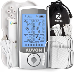 AUVON Rechargeable TENS Unit Muscle Stimulator with 24 Modes & Premium Electrode Pads