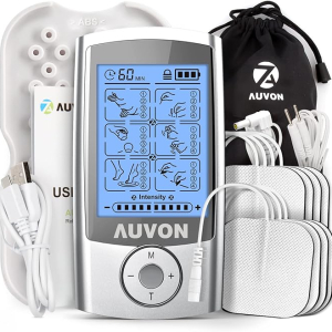 AUVON Rechargeable TENS Unit Muscle Stimulator with 24 Modes & Premium Electrode Pads
