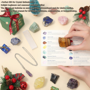17 Pcs Healing Crystals and Chakra Stones Set with Necklace for Meditation and Energy