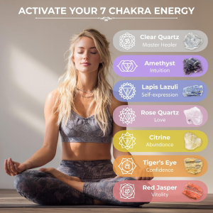 7 Chakra Healing Crystals Set for Energy Alignment with Wooden Box