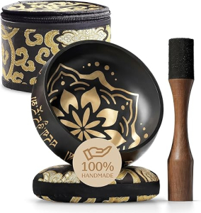 Experience the tranquil sounds of this Tibetan singing bowl set, perfect for meditation, sound healing, and relaxation. Check it out now!