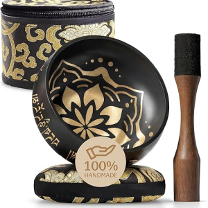 Experience the tranquil sounds of this Tibetan singing bowl set, perfect for meditation, sound healing, and relaxation. Check it out now!