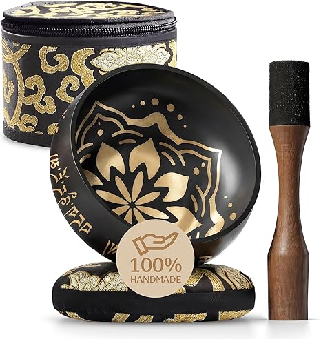 Experience the tranquil sounds of this Tibetan singing bowl set, perfect for meditation, sound healing, and relaxation. Check it out now!