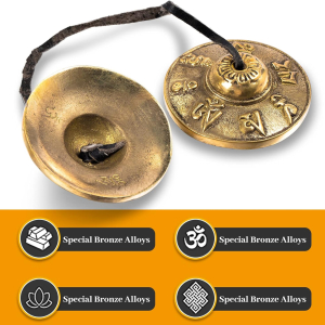 Tibetan Tingsha Meditation Bells with Drawstring Bag – Finger Cymbals for Yoga, Sound Therapy