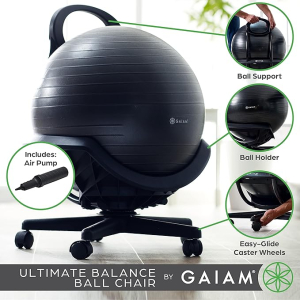 This Gaiam balance ball chair combines comfort and support to help improve your posture and boost energy levels throughout the workday. Check it out on Amazon – you won’t regret it!